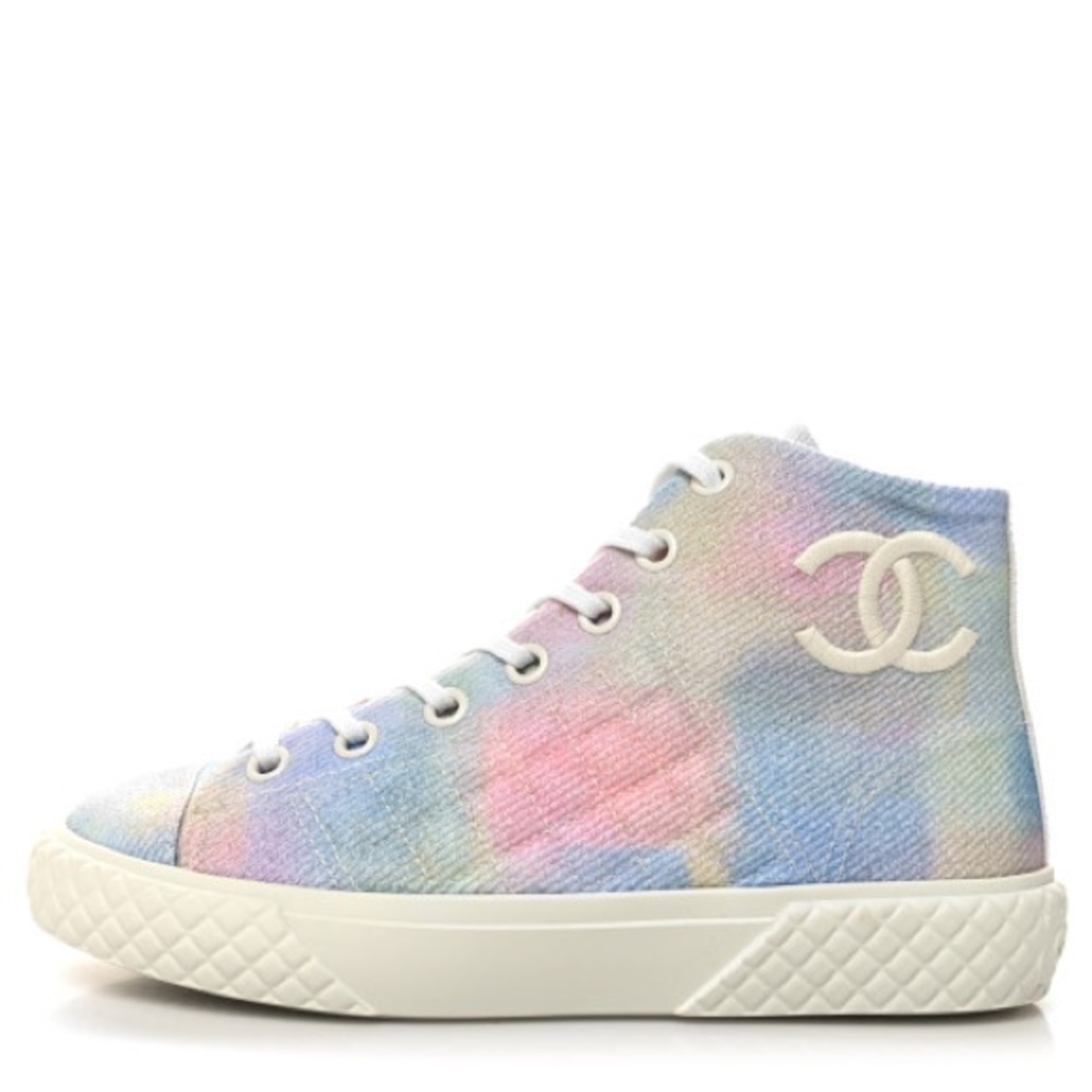 Chanel Printed Multicolor High Top Sneaker CC Logo